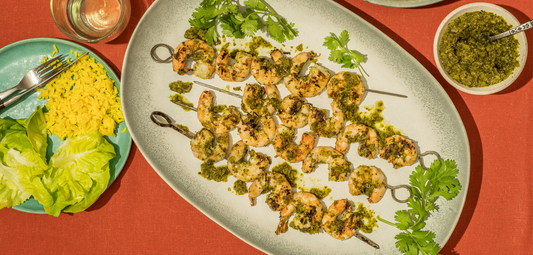 Grilled Shrimp with Parsley & Carrot Green Chimichurri